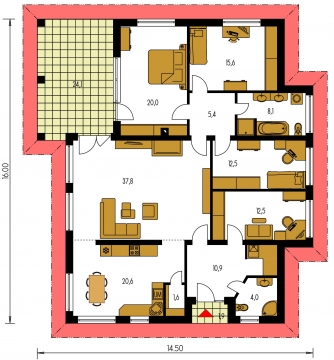 Mirror image | Floor plan of ground floor - BUNGALOW 140